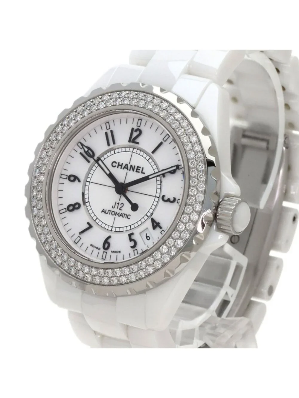 Chanel 38 Diamond Bezel Watch Ceramic